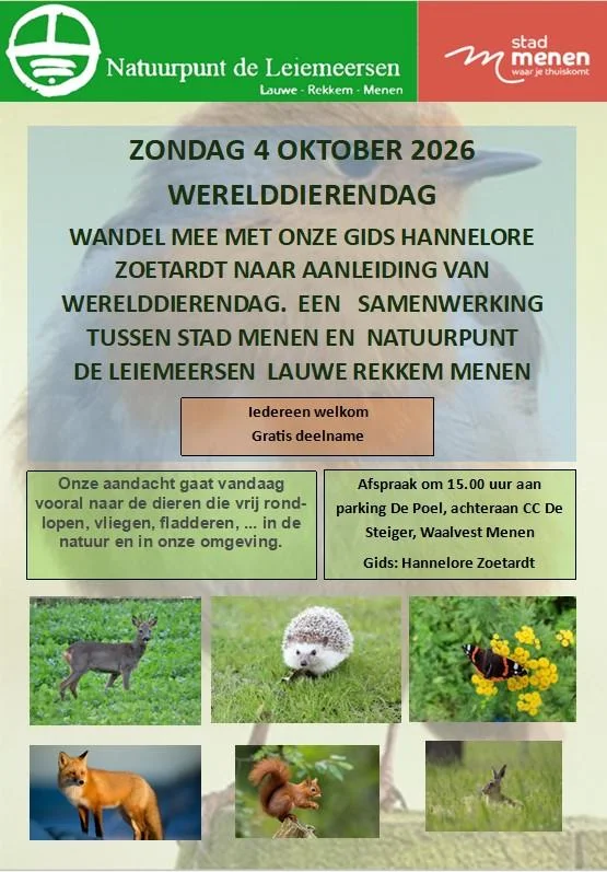 Wandel mee met onze gids Hannelore Zoetardt naar aanleiding van Werelddierendag